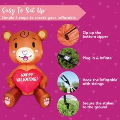 Tall Teddy Bear With Heart Valentine Inflatable (5ft) -Joiedomi 5ft LED Valentines Inflatable Baby Teddy Bear with Heart 7 result