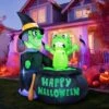 5ft Animated Witch Cooking Spinning Frog Halloween Inflatable