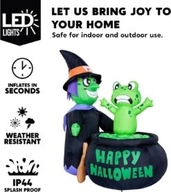 5ft Animated Witch Cooking Spinning Frog Halloween Inflatable -Joiedomi 5ftAnimatedWitchCookingSpinningFrogHalloweenInflatable 3