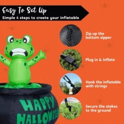 5ft Animated Witch Cooking Spinning Frog Halloween Inflatable -Joiedomi 5ftAnimatedWitchCookingSpinningFrogHalloweenInflatable 7