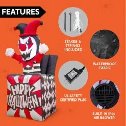 Joiedomi 5ft Halloween Inflatable LED Animated Jester In The Box 16 Joiedomi 5ft Halloween Inflatable LED Animated Jester In The Box -Joiedomi 5ftHalloweenInflatableLEDAnimatedJesterinTheBox 2