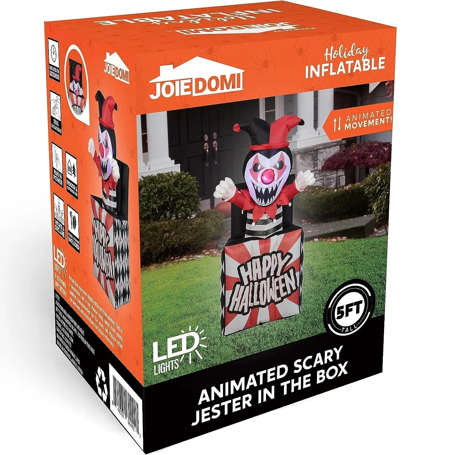 Joiedomi 5ft Halloween Inflatable LED Animated Jester In The Box 10 Joiedomi 5ft Halloween Inflatable LED Animated Jester In The Box - Image 8
