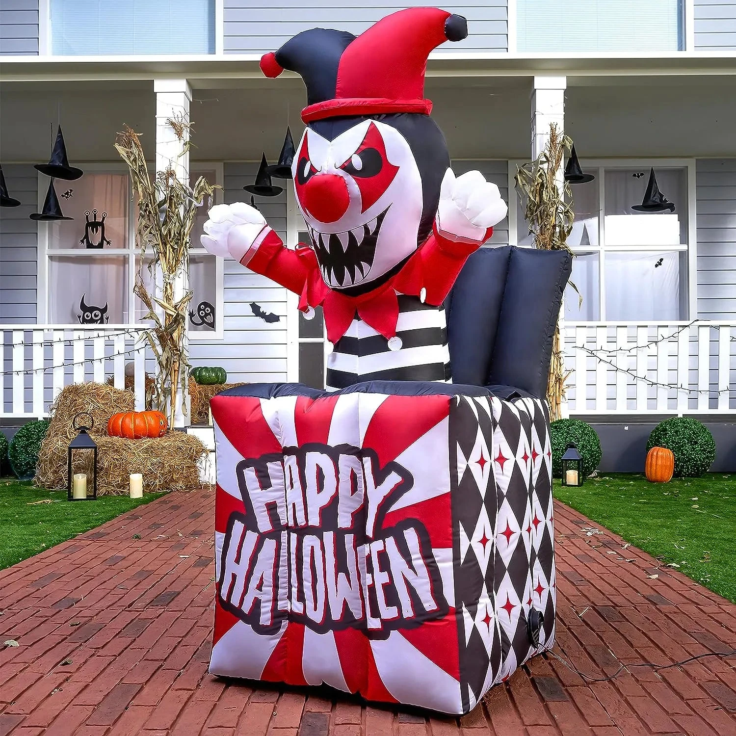 Joiedomi 5ft Halloween Inflatable LED Animated Jester In The Box 4 Joiedomi 5ft Halloween Inflatable LED Animated Jester In The Box - Image 2