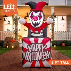 Joiedomi 5ft Halloween Inflatable LED Animated Jester In The Box 13 Joiedomi 5ft Halloween Inflatable LED Animated Jester In The Box -Joiedomi 5ftHalloweenInflatableLEDAnimatedJesterinTheBox 6