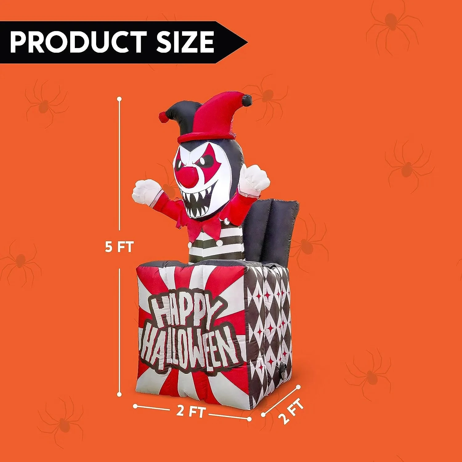 Joiedomi 5ft Halloween Inflatable LED Animated Jester In The Box 7 Joiedomi 5ft Halloween Inflatable LED Animated Jester In The Box - Image 5