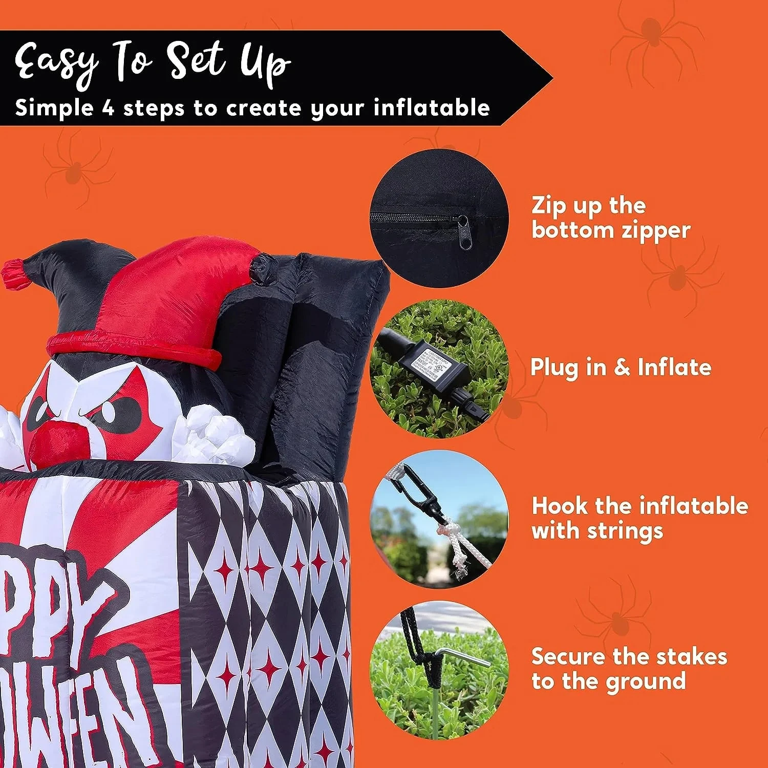 Joiedomi 5ft Halloween Inflatable LED Animated Jester In The Box 8 Joiedomi 5ft Halloween Inflatable LED Animated Jester In The Box - Image 6