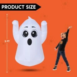 Joiedomi 5ft Tall Halloween Inflatable Ghost With Rotating Colorful Lights -Joiedomi 5ftTallHalloweenInflatableGhostwithRotatingColorfulLights 1