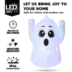 Joiedomi 5ft Tall Halloween Inflatable Ghost With Rotating Colorful Lights -Joiedomi 5ftTallHalloweenInflatableGhostwithRotatingColorfulLights 2