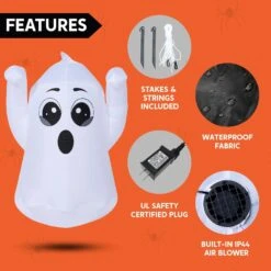 Joiedomi 5ft Tall Halloween Inflatable Ghost With Rotating Colorful Lights -Joiedomi 5ftTallHalloweenInflatableGhostwithRotatingColorfulLights 4