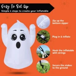 Joiedomi 5ft Tall Halloween Inflatable Ghost With Rotating Colorful Lights -Joiedomi 5ftTallHalloweenInflatableGhostwithRotatingColorfulLights 6