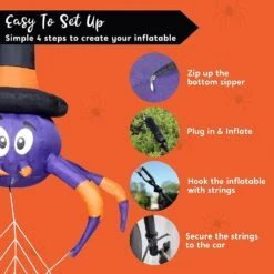 5ft Wide Spider Trunk Or Treat Inflatable Decoration -Joiedomi 5ftWideSpiderCarTrunkInflatableDecoration 7