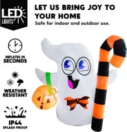 Tall Halloween Cute Ghost Inflatable Halloween Candy Cane (3.5 Ft) -Joiedomi 619 5d7bCbL. AC SL1500