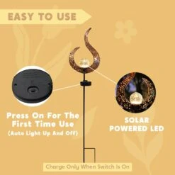 2 Pack Crackle Glass Globe Metal Solar Stake Lights -Joiedomi 619N l1gL. AC SL1500