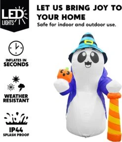 6 FT Tall Halloween Cute Wizard Ghost Inflatable With Flaming Light -Joiedomi 619PbL fZCL. AC SL1500