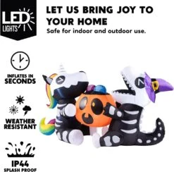 6ft Long Sitting Skeleton Unicorn With Dinosaur Halloween Inflatable -Joiedomi 61GoJH1 fCL. AC SL1500