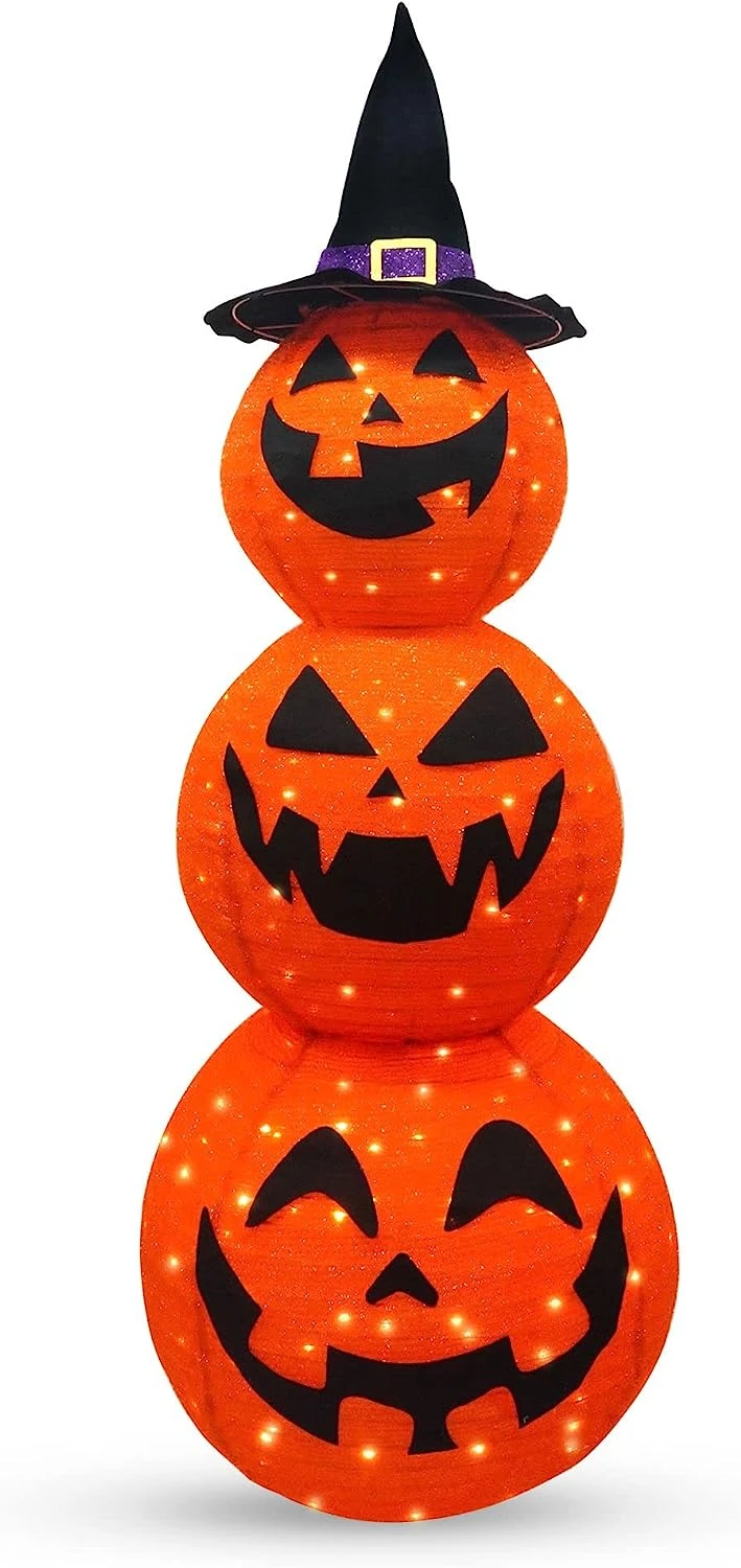 5ft LED Warm Yard Light - Tinsel Stacked Pumpkins 3 5ft LED Warm Yard Light - Tinsel Stacked Pumpkins