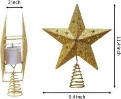Gold Star Tree Topper Metal With White Star Projector Light -Joiedomi 61Y1967HUIL. AC SL1200