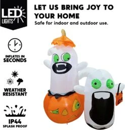 5ft Halloween Naughty Ghost With Pumpkin Cap And A Gift Bag -Joiedomi 61aeUc89iML. AC SL1500