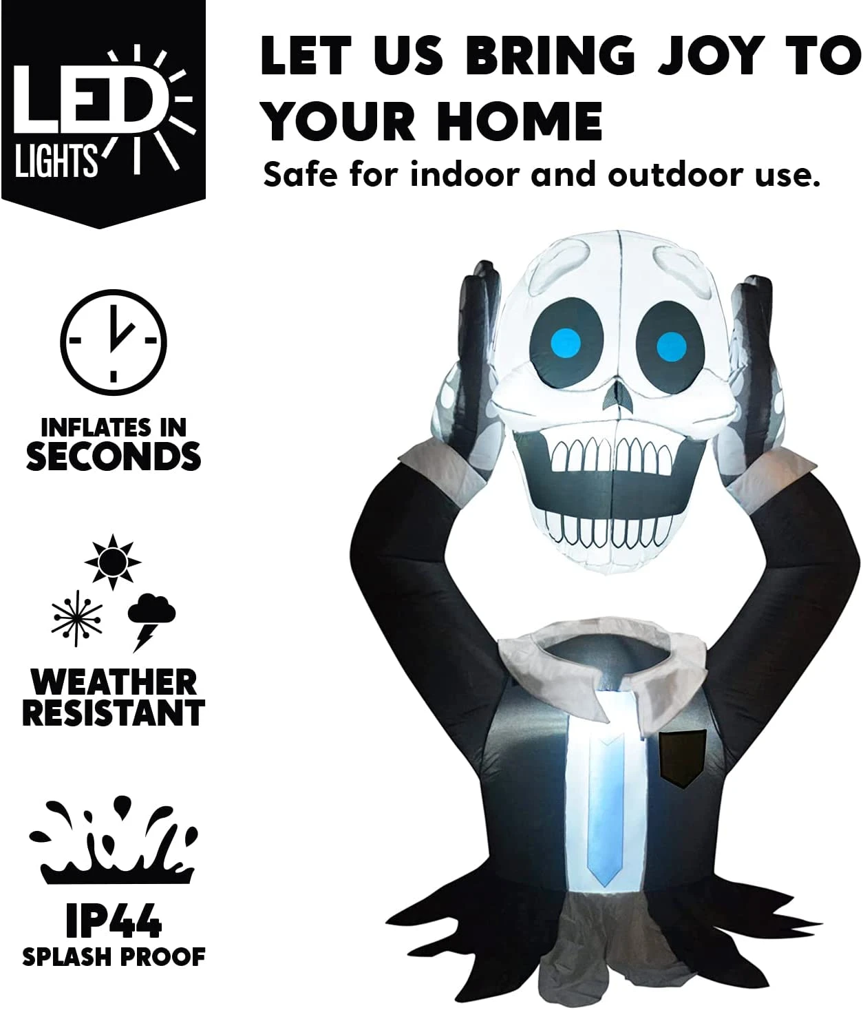 5ft Halloween Ground Breaker Skeleton Holding Head Inflatable 5 5ft Halloween Ground Breaker Skeleton Holding Head Inflatable - Image 3