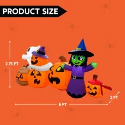6 Ft. Long Pumpkin With Witch And Ghost Halloween Inflatables -Joiedomi 61p DY13jJL. AC SL1500