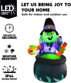 6ft Halloween Inflatable Witch With Cauldron -Joiedomi 61tF W36rnL. AC SL1500
