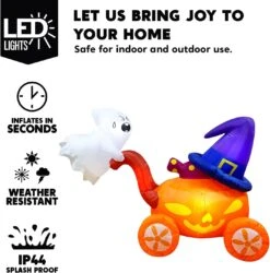 5ft Halloween Pumpkin Carriage With Witch Hat & Hanging Ghost -Joiedomi 61tGPbCOATL. AC SL1500