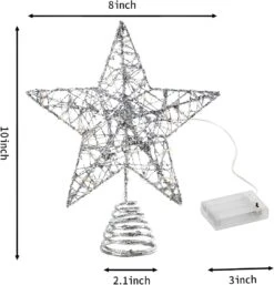Silver Glitter Star Tree Topper Metal, Warm White -Joiedomi 61tmE AH uL. AC SL1200
