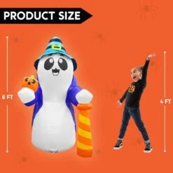 6 FT Tall Halloween Cute Wizard Ghost Inflatable With Flaming Light -Joiedomi 61wAx jEtuL. AC SL1500