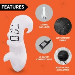 4 Ft Tall Scared Cute Ghost Hugging Tree Halloween Inflatable -Joiedomi 61wzneuYr L. AC SL1500