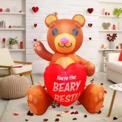 Large Teddy Bear With Heart Valentine Inflatable (6ft) -Joiedomi 6ft Large Teddy Bear with Heart Valentines Inflatable 4 result