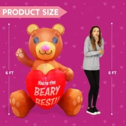 Large Teddy Bear With Heart Valentine Inflatable (6ft) -Joiedomi 6ft Large Teddy Bear with Heart Valentines Inflatable 5 result