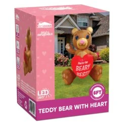 Large Teddy Bear With Heart Valentine Inflatable (6ft) -Joiedomi 6ft Large Teddy Bear with Heart Valentines Inflatable 8 result