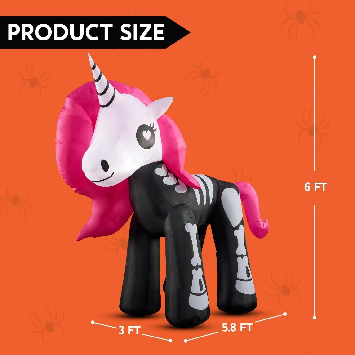 Joiedomi 6ft Long Halloween Inflatable Skeleton Unicorn With Built-in LEDs 9 Joiedomi 6ft Long Halloween Inflatable Skeleton Unicorn With Built-in LEDs - Image 7