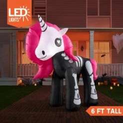 Joiedomi 6ft Long Halloween Inflatable Skeleton Unicorn With Built-in LEDs 11 Joiedomi 6ft Long Halloween Inflatable Skeleton Unicorn With Built-in LEDs -Joiedomi 6ftLongHalloweenInflatableSkeletonUnicornwithBuilt inLEDs 2