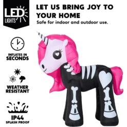 Joiedomi 6ft Long Halloween Inflatable Skeleton Unicorn With Built-in LEDs 12 Joiedomi 6ft Long Halloween Inflatable Skeleton Unicorn With Built-in LEDs -Joiedomi 6ftLongHalloweenInflatableSkeletonUnicornwithBuilt inLEDs 3