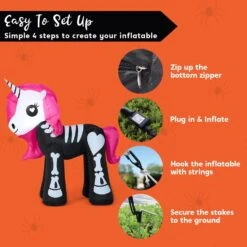 Joiedomi 6ft Long Halloween Inflatable Skeleton Unicorn With Built-in LEDs 13 Joiedomi 6ft Long Halloween Inflatable Skeleton Unicorn With Built-in LEDs -Joiedomi 6ftLongHalloweenInflatableSkeletonUnicornwithBuilt inLEDs 4