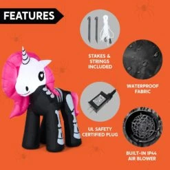 Joiedomi 6ft Long Halloween Inflatable Skeleton Unicorn With Built-in LEDs 14 Joiedomi 6ft Long Halloween Inflatable Skeleton Unicorn With Built-in LEDs -Joiedomi 6ftLongHalloweenInflatableSkeletonUnicornwithBuilt inLEDs 6