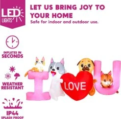 I Love U Cute Puppy And Kitty With LED Lights -Joiedomi 7 ft Long I LOVE U Cute Puppy and Kitty 4 result