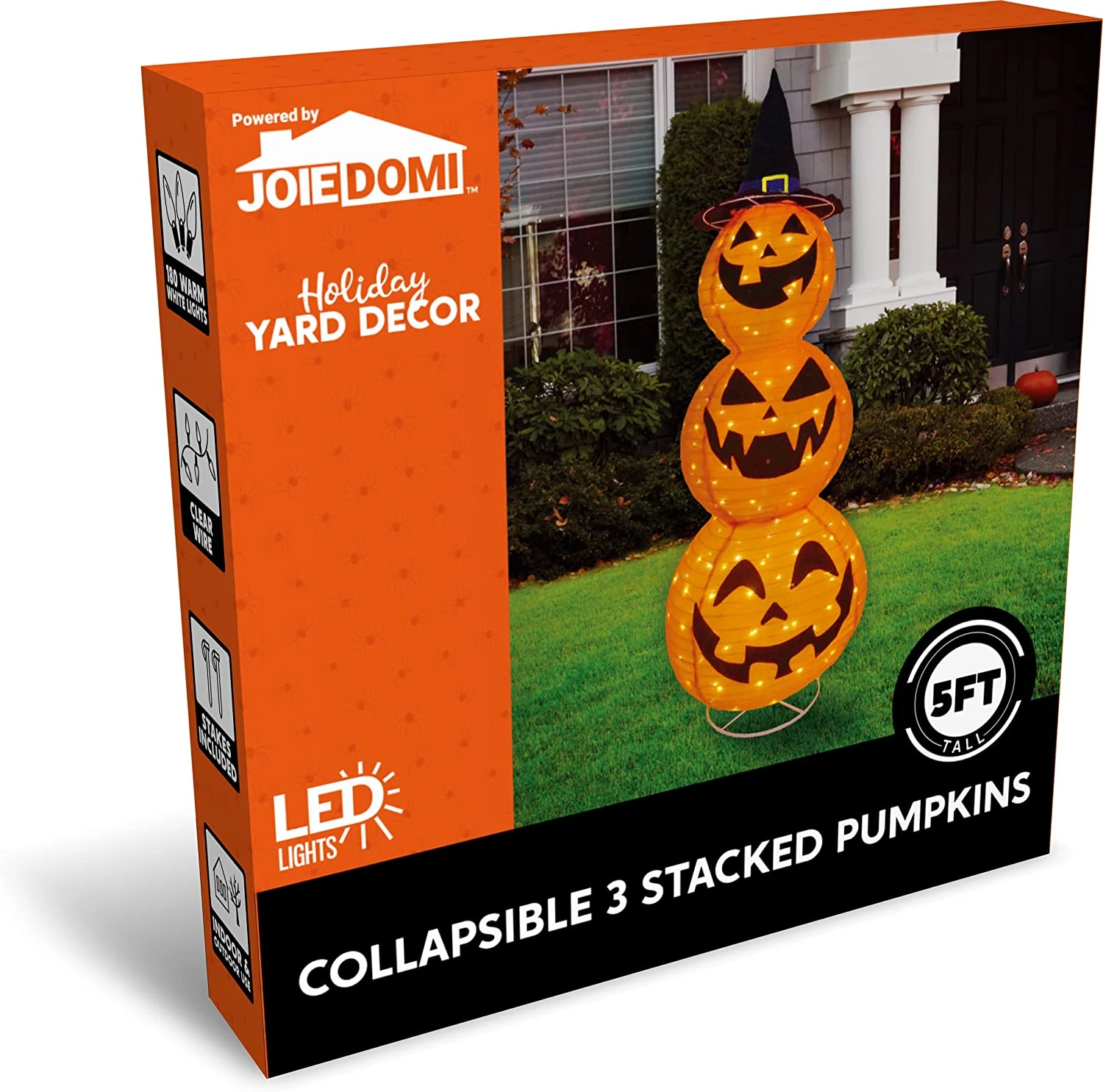 5ft LED Warm Yard Light - Tinsel Stacked Pumpkins 9 5ft LED Warm Yard Light - Tinsel Stacked Pumpkins - Image 7