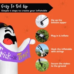 10ft Halloween Cute Ghost With Trick Or Treat Banner And Witch Hat -Joiedomi 71 FjSu9gvL. AC SL1500