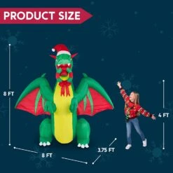 8ft Tall Realistic Christmas Green Dragon Christmas Inflatable -Joiedomi 71 UzAur9xL. AC SL1500