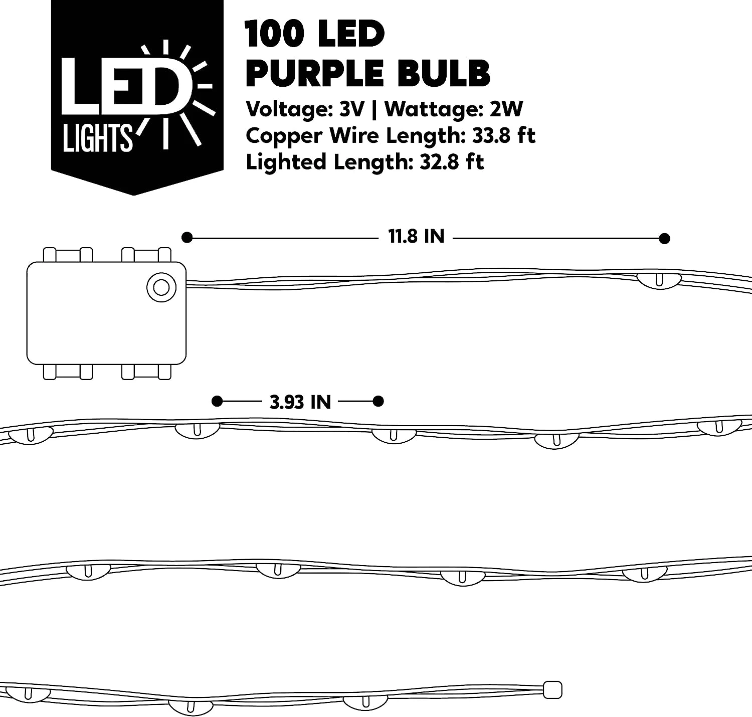33 Ft 100 Count Purple Copper LED Light 7 33 Ft 100 Count Purple Copper LED Light - Image 5