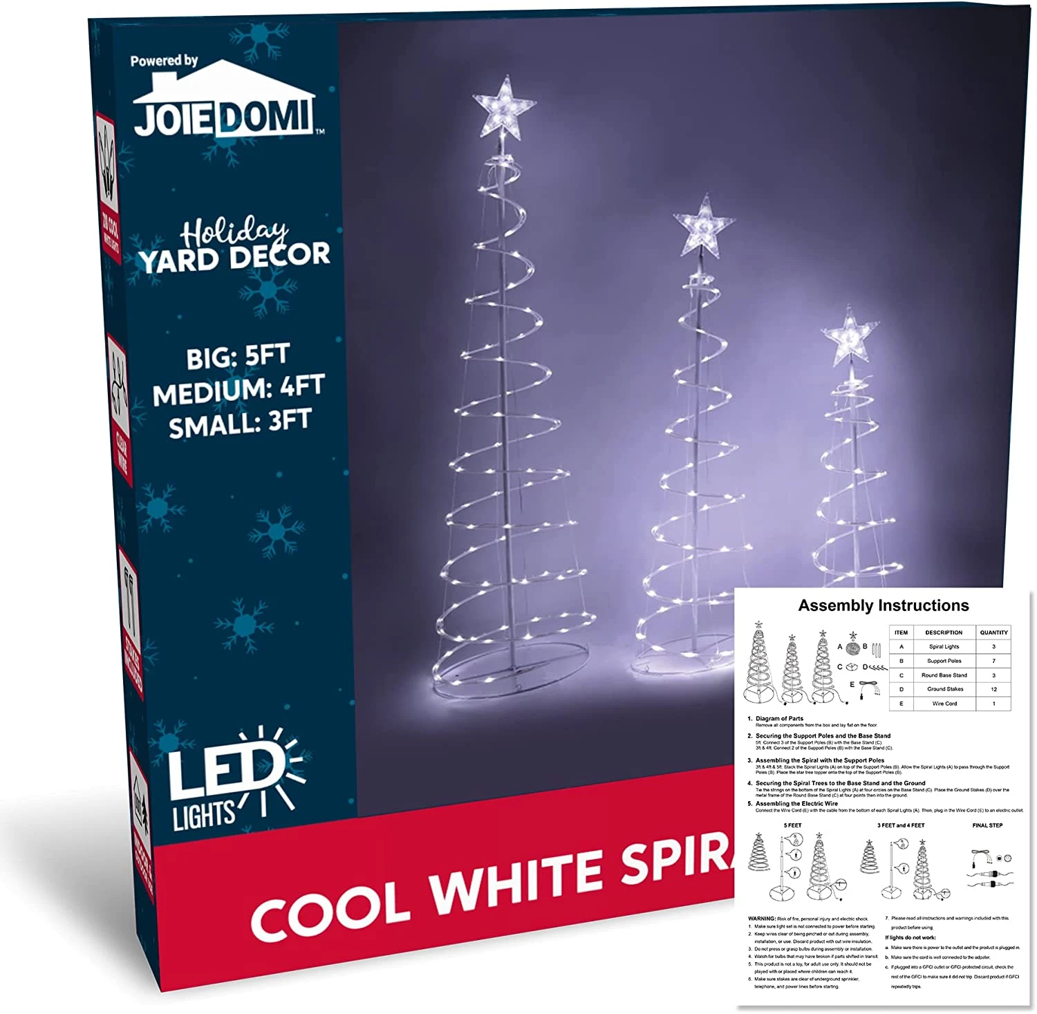 Lighted Spiral Christmas Tree Set LED Cool White - 3 Pcs 9 Lighted Spiral Christmas Tree Set LED Cool White - 3 Pcs - Image 7