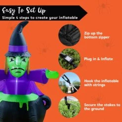 6ft Halloween Inflatable Witch In Cauldron -Joiedomi 718IX B5lIL. AC SL1500