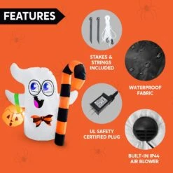 Tall Halloween Cute Ghost Inflatable Halloween Candy Cane (3.5 Ft) -Joiedomi 71AsO 48m3L. AC SL1500