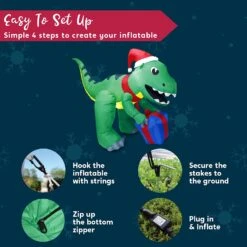 Tall Christmas Dinosaur With Hat Inflatable (5 Ft) -Joiedomi 71Bc2MOEowL. AC SL1500