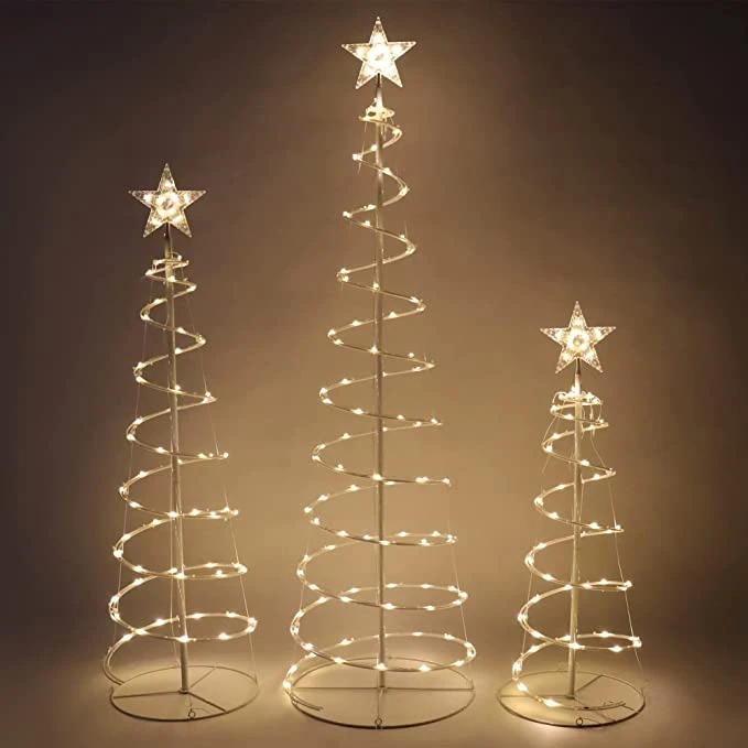 3 Packs Lighted Spiral Christmas Tree Set 4 3 Packs Lighted Spiral Christmas Tree Set - Image 2