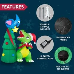 7ft Tall Dinosaur Decorating A Christmas Tree Christmas Inflatable 15 7ft Tall Dinosaur Decorating A Christmas Tree Christmas Inflatable -Joiedomi 71CQ0p4vt L. AC SL1500