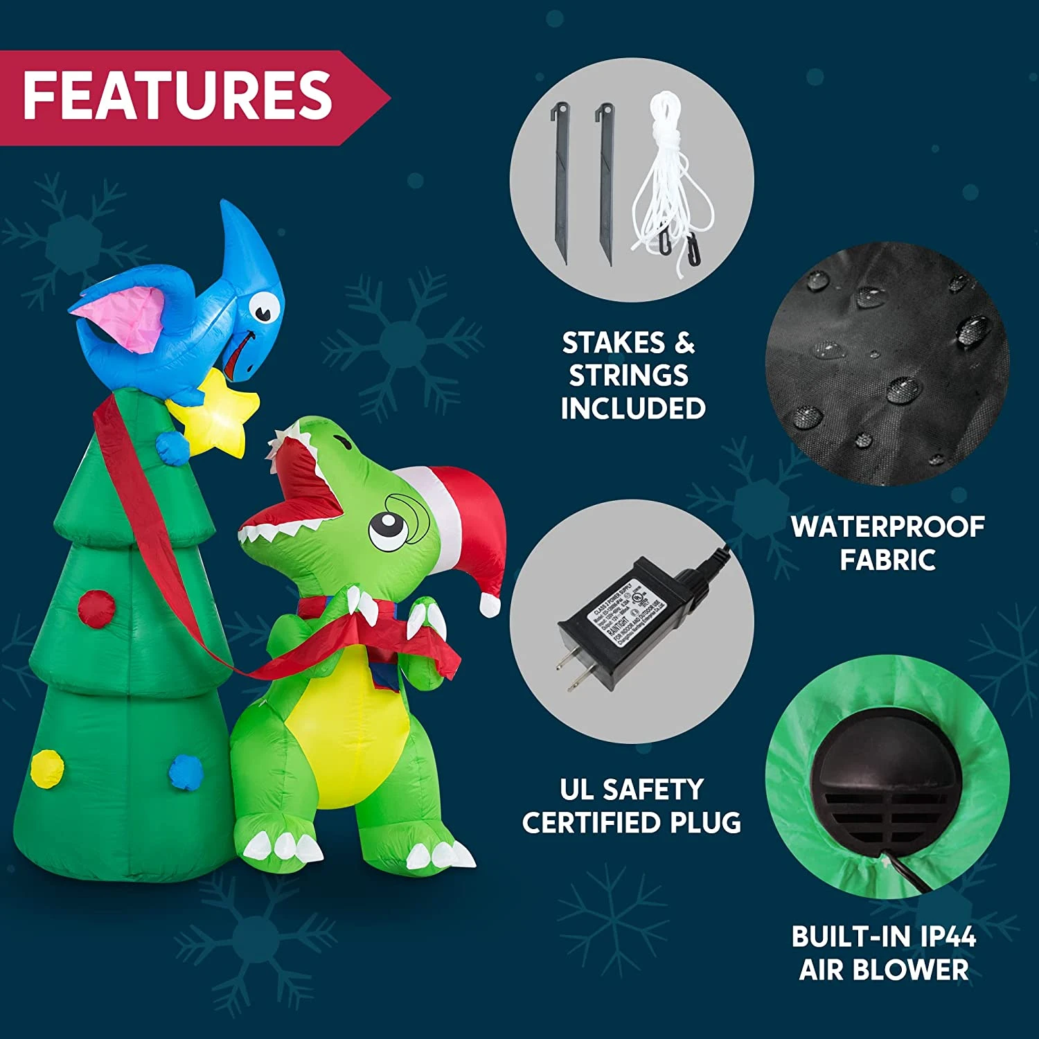 7ft Tall Dinosaur Decorating A Christmas Tree Christmas Inflatable 8 7ft Tall Dinosaur Decorating A Christmas Tree Christmas Inflatable - Image 6