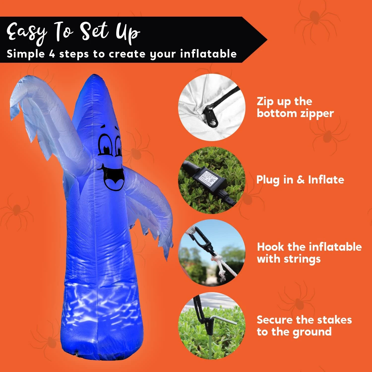 3 In 1 Halloween Cute Ghosts Inflatable - 6ft 5ft & 4ft 9 3 In 1 Halloween Cute Ghosts Inflatable - 6ft 5ft & 4ft - Image 7